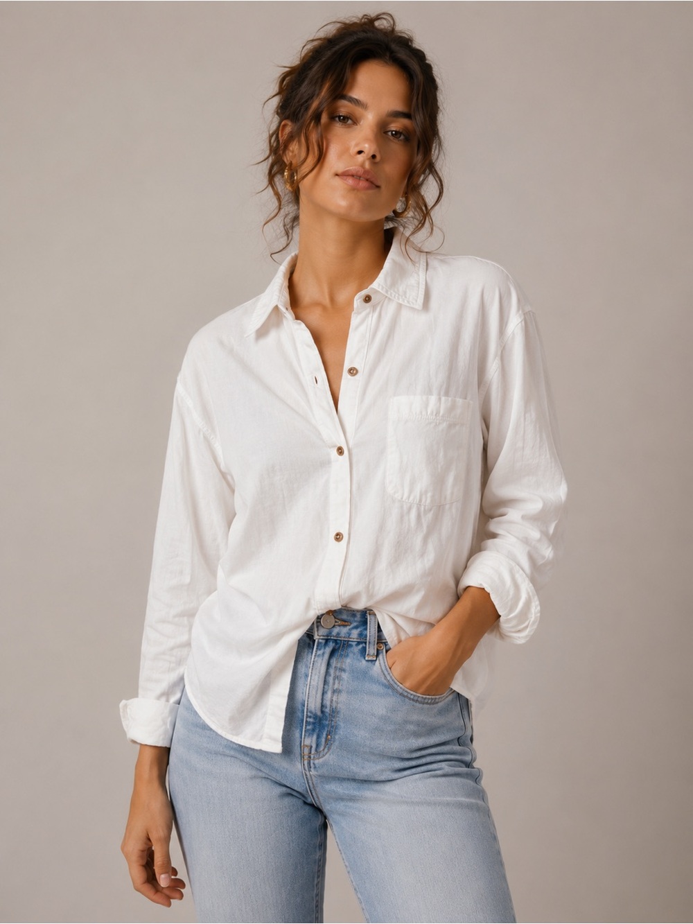 Faherty Organic Cotton Classic White Button-Down Shirt - Women's Lightweight Top